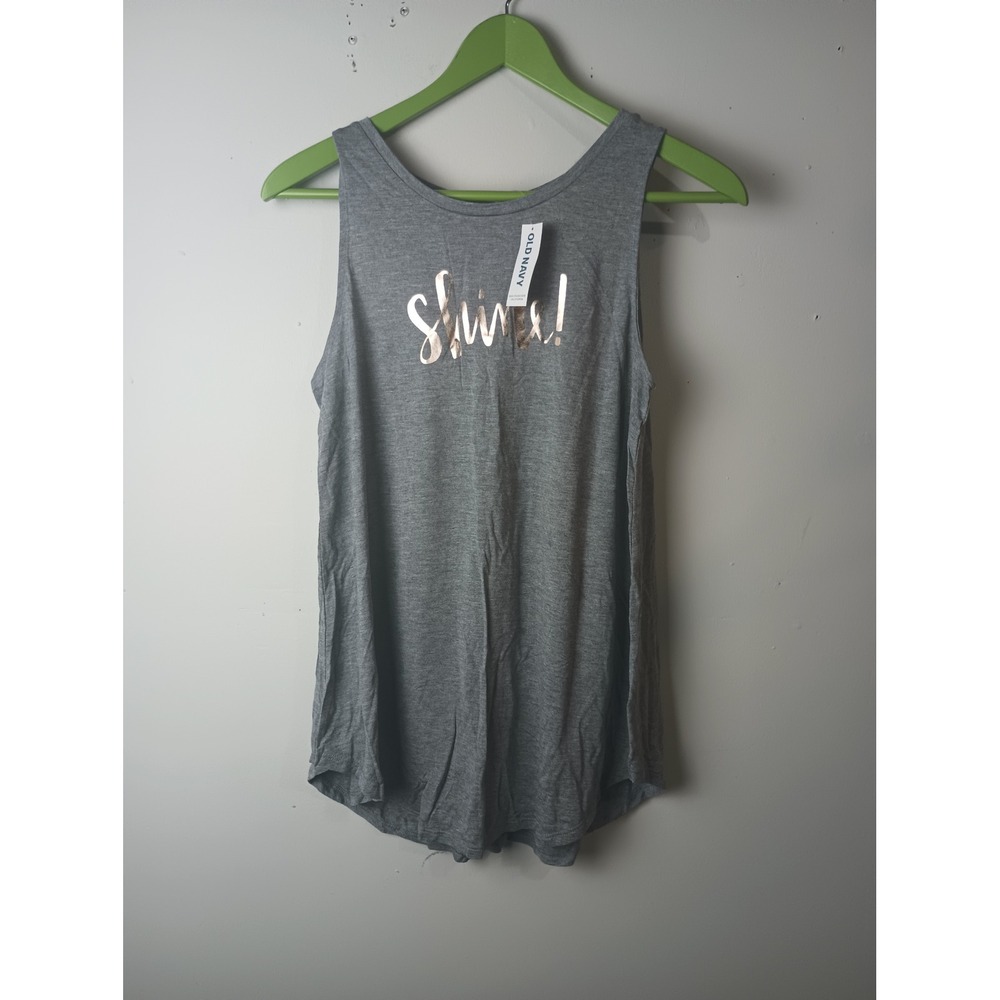Old Navy Womens Gray Shine Rose Gold Graphic Tank Top Small NWT